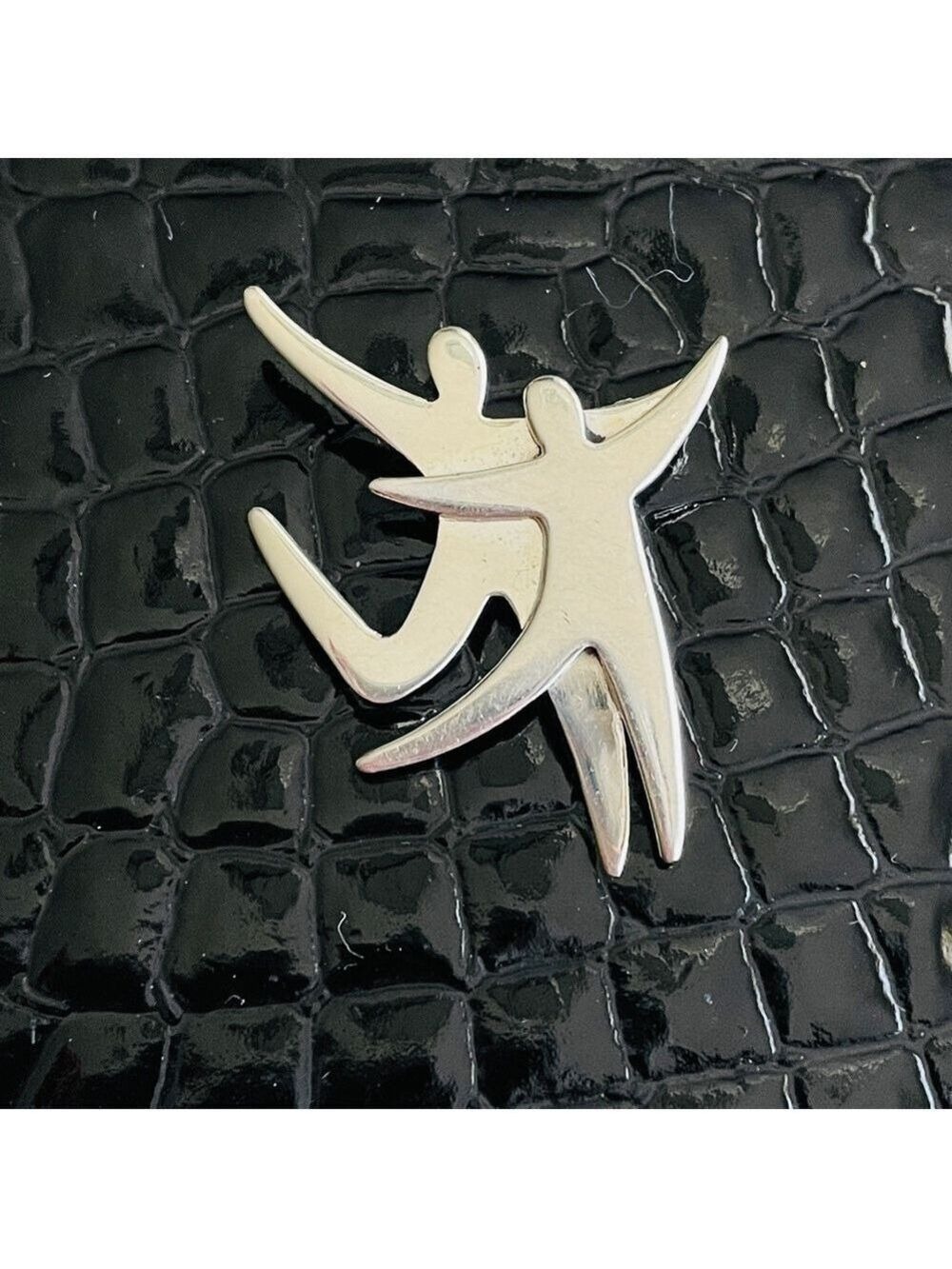 Vintage Far Fetched Dancing People Happy Couple Sterling Modernist Brooc…